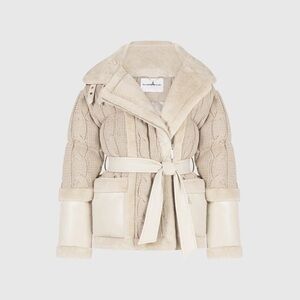 NWT Maniere De Voir Women's Cream Belted Jacket